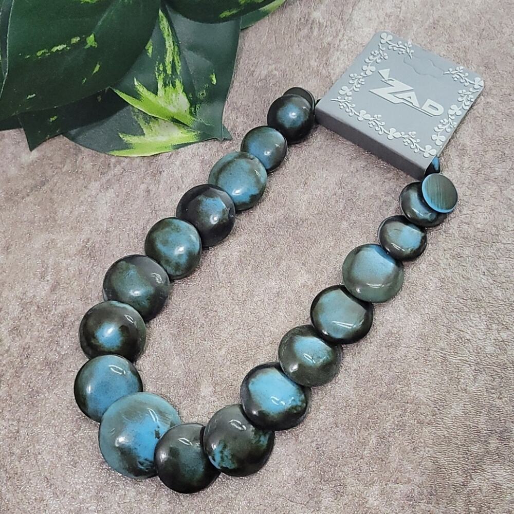 ZAD brown & turquoise round resin bead necklace